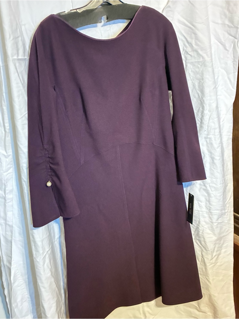Women's Long-Sleeve Plum A-Line Dress
